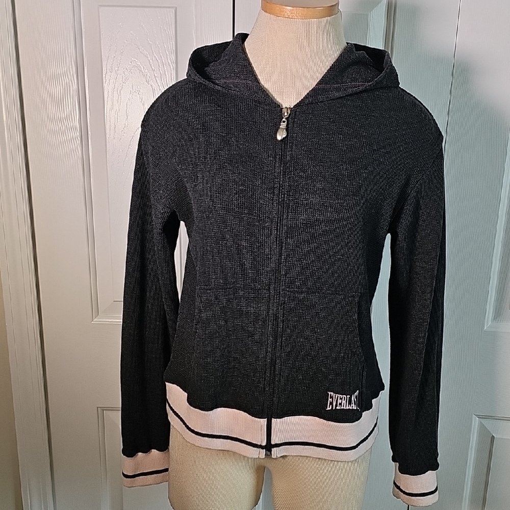 Everlast Women's‎ Black & Pink Trim. Hoodie Jacket. Waffel Fabric. Size Meduim